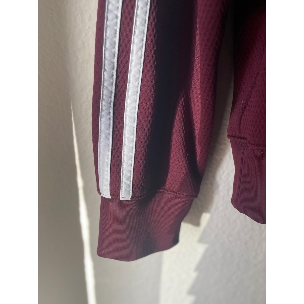 Adidas Originals Maroon Burgundy 3-Stripe Activewear Hooded Sweatshirt Womens M - Picture 9 of 11